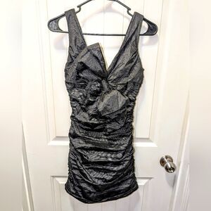 BCBG MAX AZRIA BLACK SURF -w- Large BOW SEXY COCKTAIL DRESS Mini Sz 2 Formal